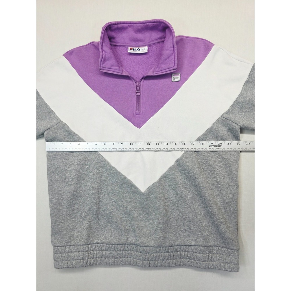 FILA Women's XL Quarter Zip Colorblock Sweatshirt Purple White Gray Pullover - Picture 5 of 10